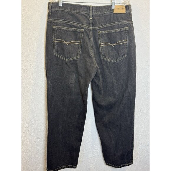 Anchor Black Pants Mens 36 X 30 Original Baggy Wide Jeans Y2K 90s Vintage Skater - Picture 4 of 12